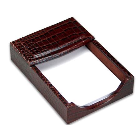 Dacasso Brown Crocodile Embossed Leather 4" x 6" Memo Holder AG-2009